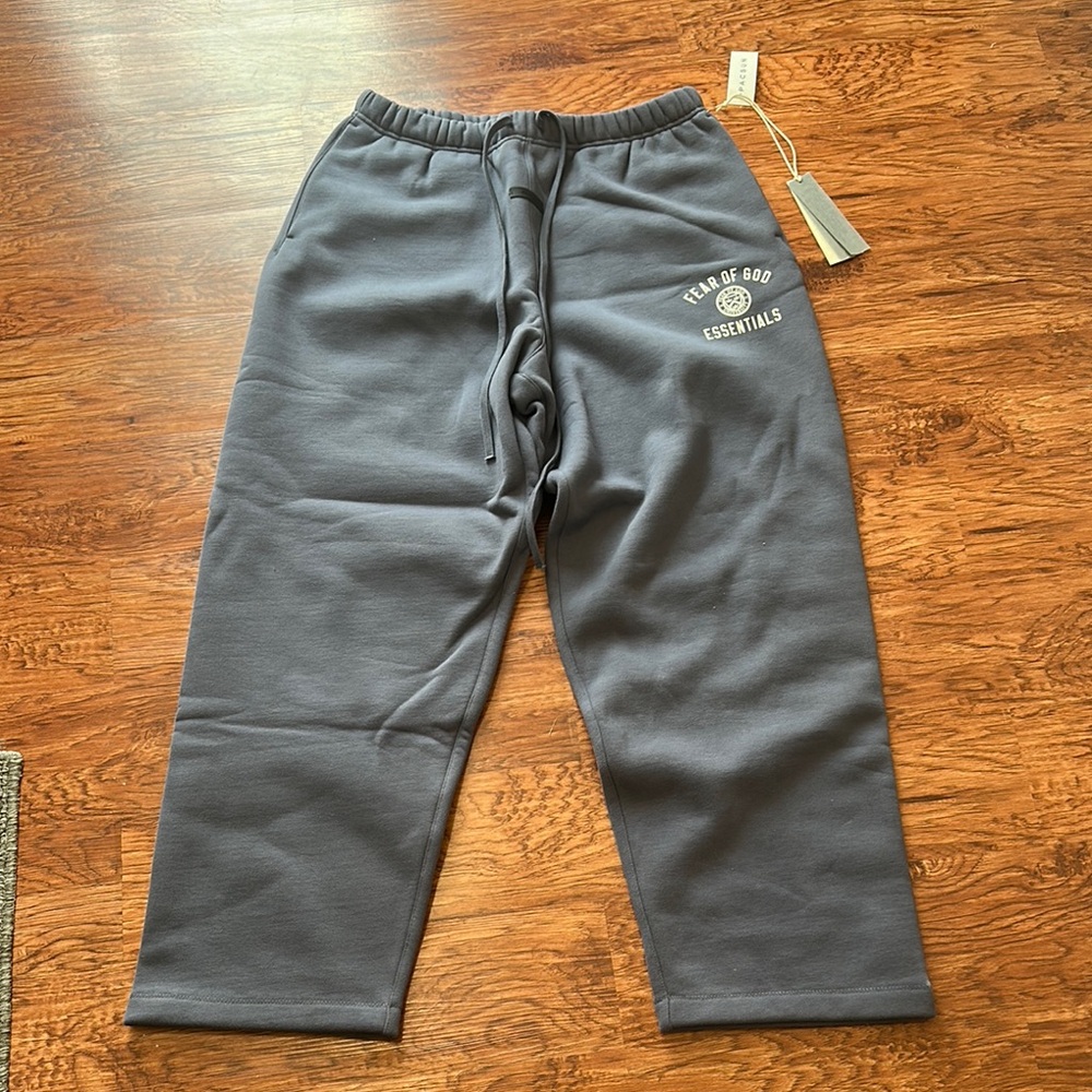 Essentials Gray Sweatpants with Tapered Leg Design